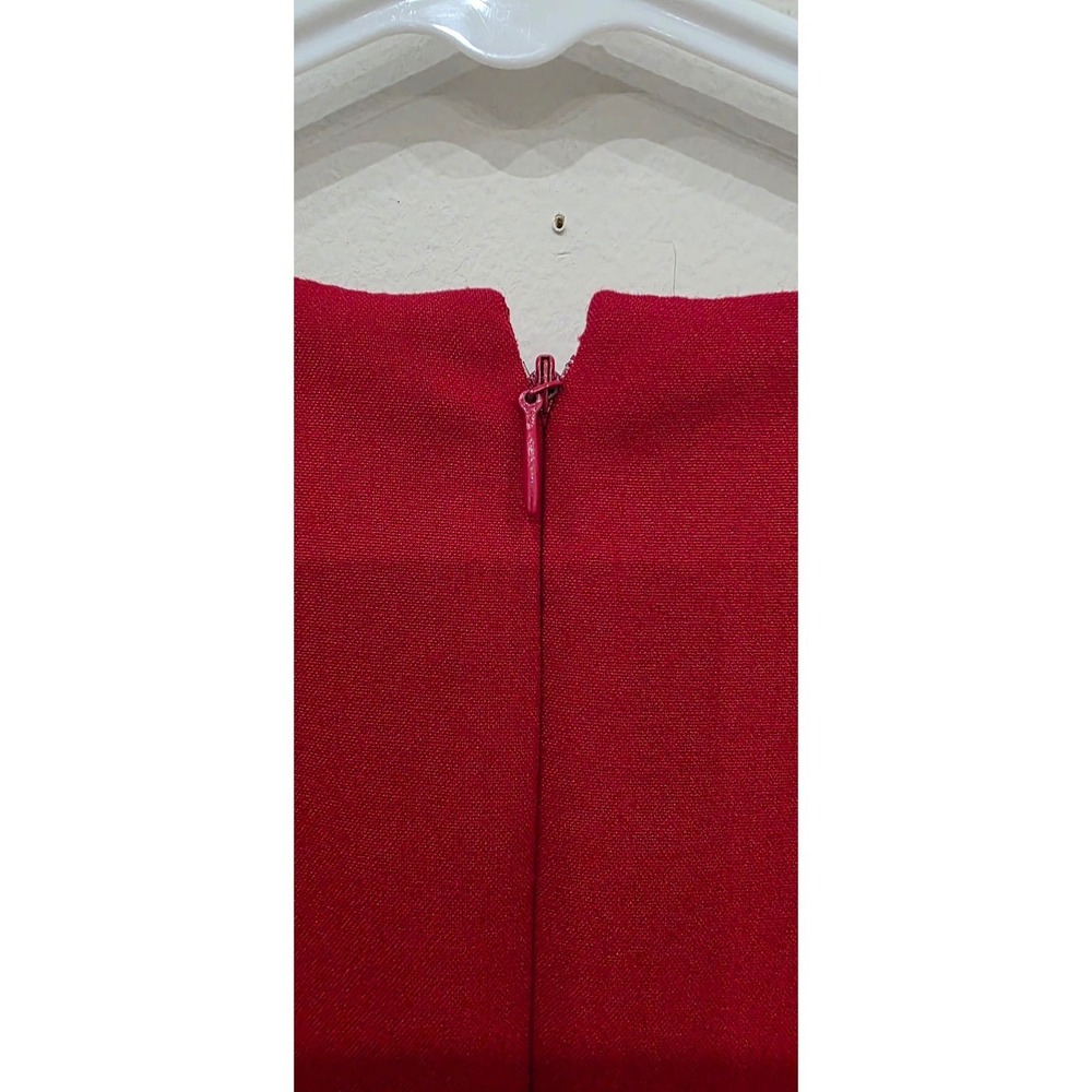 Calvin Klein Red Sleeveless Pleated Tiered Sheath Dress Size 8 - Picture 5 of 6